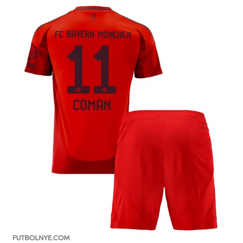 Camiseta Bayern Munich Kingsley Coman #11 Primera Equipación para niños 2024-25 manga corta (+ pantalones cortos)